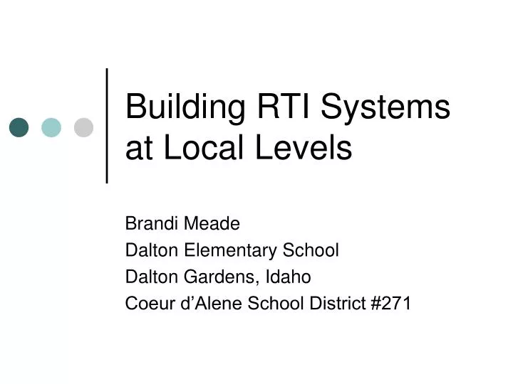 building rti systems at local levels