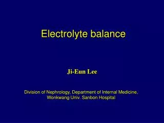 Electrolyte balance