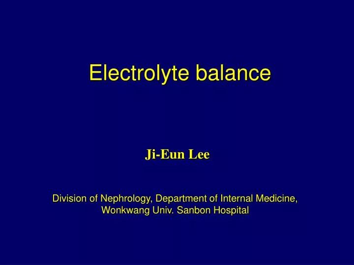 electrolyte balance