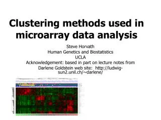 Clustering methods used in microarray data analysis