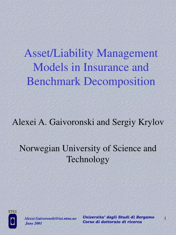 asset liability management models in insurance and benchmark decomposition
