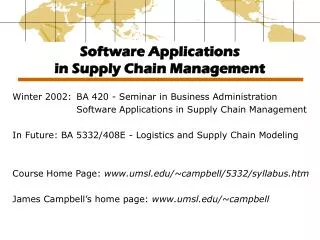 Software Applications in Supply Chain Management