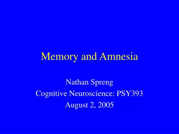 memory and amnesia