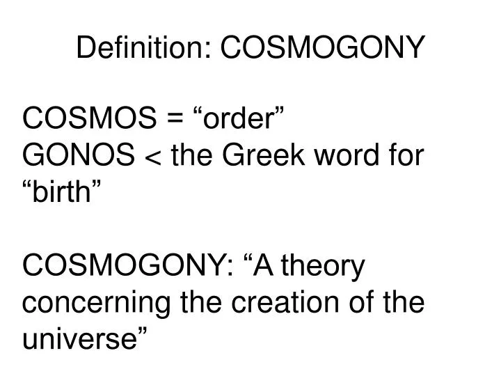 definition cosmogony