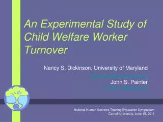 An Experimental Study of Child Welfare Worker Turnover