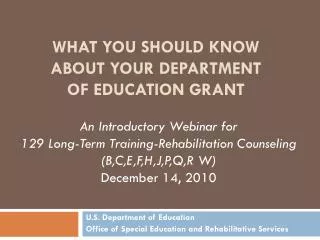 What you should know about your Department of Education Grant