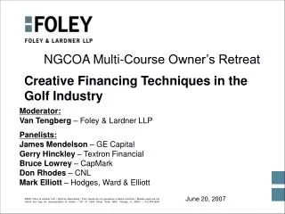 Creative Financing Techniques in the Golf Industry