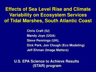 Effects of Sea Level Rise and Climate Variability on Ecosystem Services of Tidal Marshes, South Atlantic Coast