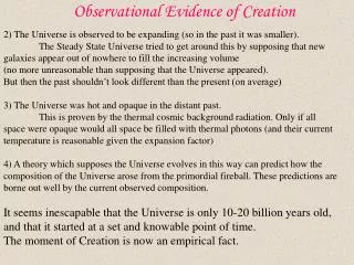 Observational Evidence of Creation