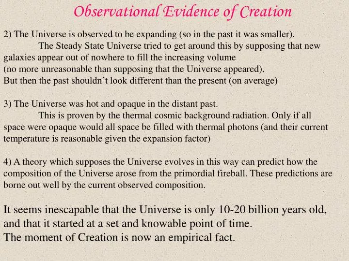 observational evidence of creation