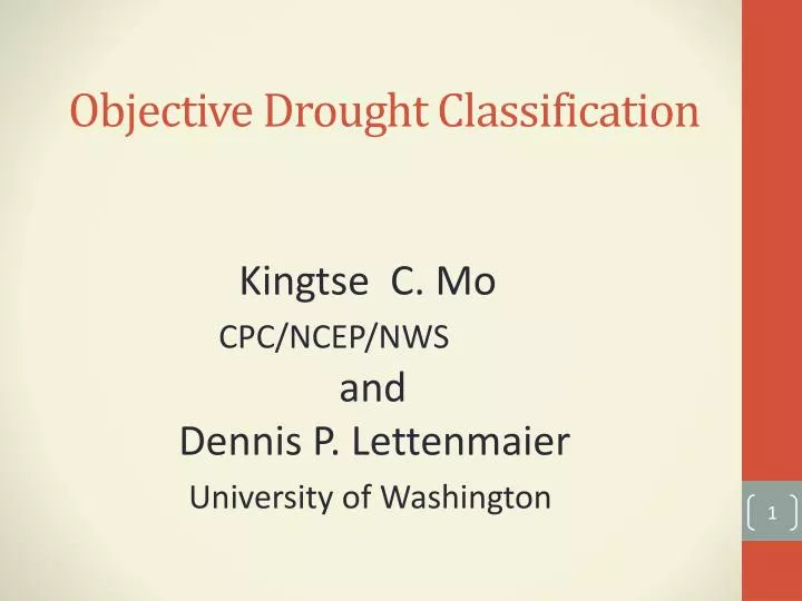 objective drought classification