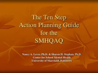 the ten step action planning guide for the smhqaq