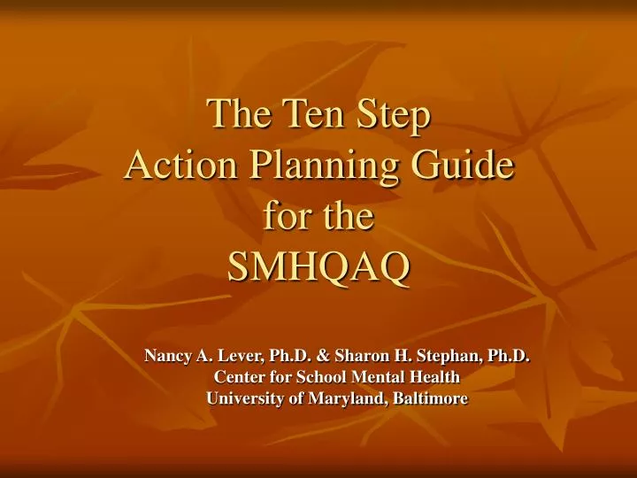 the ten step action planning guide for the smhqaq