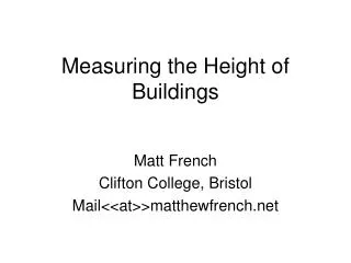 Measuring the Height of Buildings