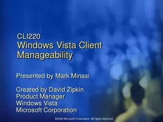 CLI220 Windows Vista Client Manageability