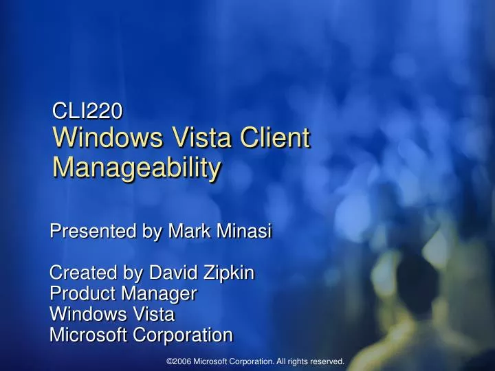 cli220 windows vista client manageability