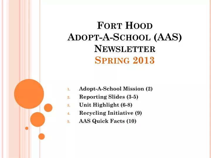 fort hood adopt a school aas newsletter spring 2013