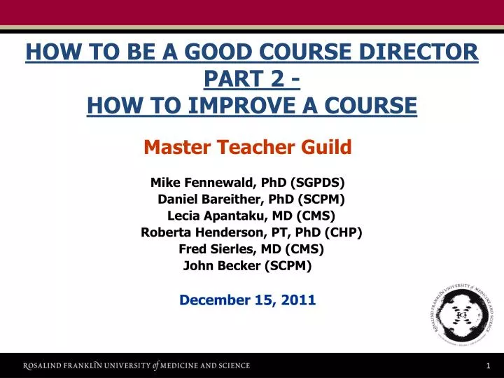 how to be a good course director part 2 how to improve a course