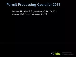 Permit Processing Goals for 2011