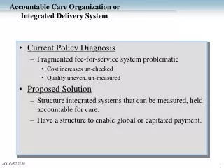 Accountable Care Organization or Integrated Delivery System