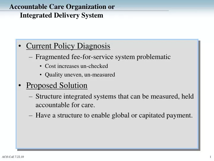 accountable care organization or integrated delivery system