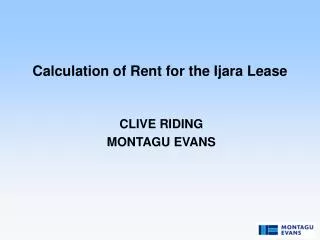 Calculation of Rent for the Ijara Lease