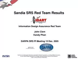 Sandia SRS Red Team Results