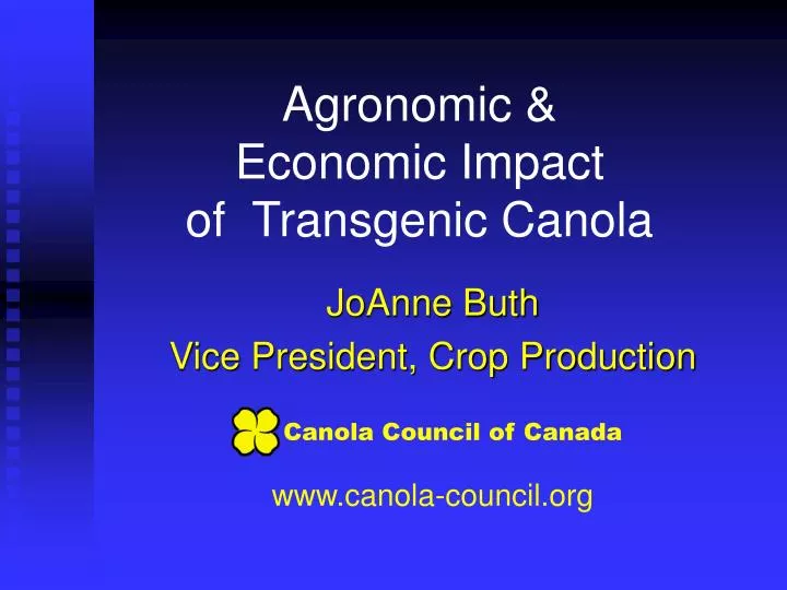 agronomic economic impact of transgenic canola