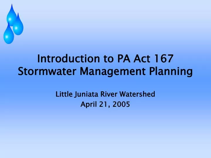 introduction to pa act 167 stormwater management planning