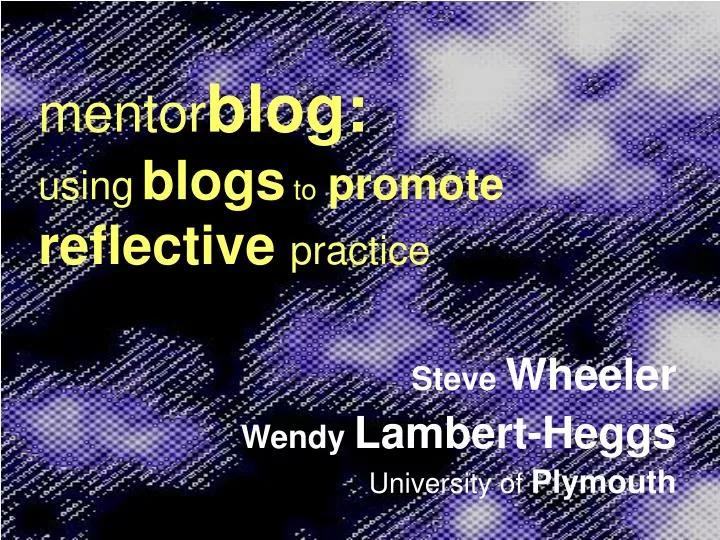 mentor blog using blogs to promote reflective practice