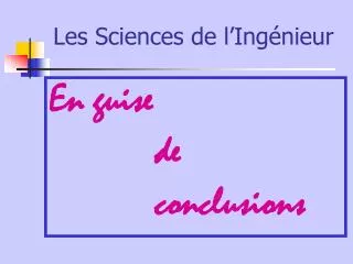 les sciences de l ing nieur