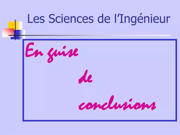 les sciences de l ing nieur