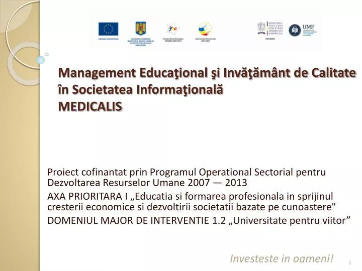 management educa ional i inv m nt de calitate n societatea informa ional medicalis