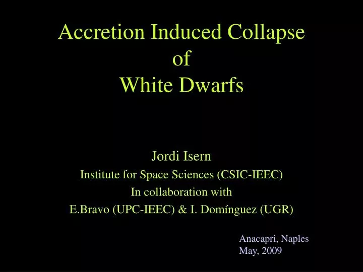 accretion induced collapse of white dwarfs