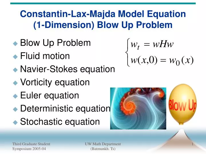 constantin lax majda model equation 1 dimension blow up problem