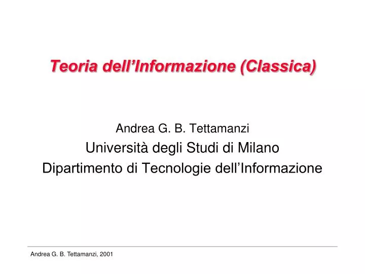 teoria dell informazione classica