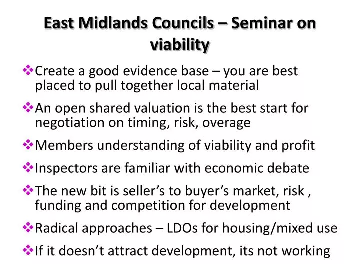 east midlands councils seminar on viability