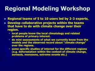 Regional Modeling Workshop