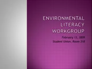 Environmental Literacy Workgroup