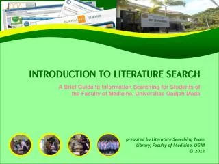 INTRODUCTION TO LITERATURE SEARCH