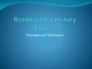 Reading for a History Course