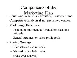 components of the marketing plan
