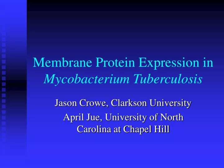 membrane protein expression in mycobacterium tuberculosis