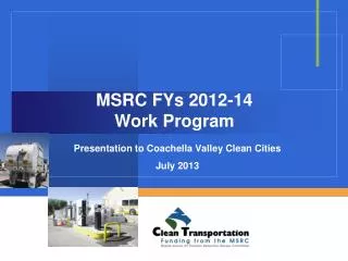 MSRC FYs 2012-14 Work Program