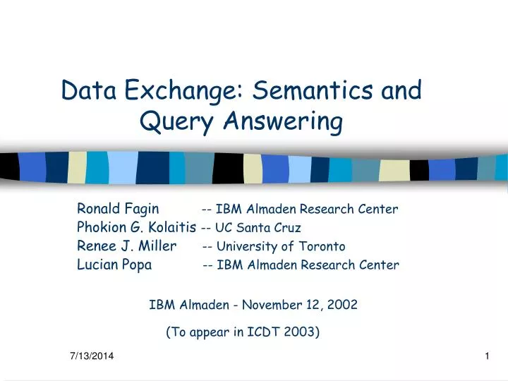 data exchange semantics and query answering