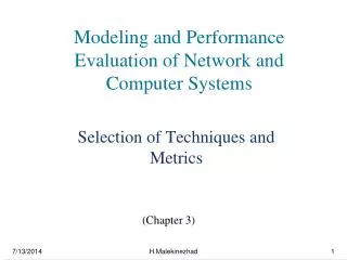 Modeling and Performance Evaluation of Network and Computer Systems