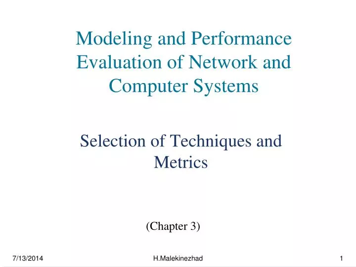 modeling and performance evaluation of network and computer systems