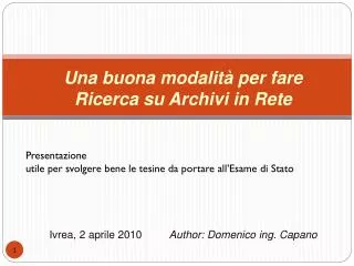 Una buona modalità per fare Ricerca su Archivi in Rete