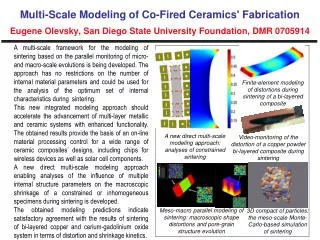 Multi-Scale Modeling of Co-Fired Ceramics' Fabrication Eugene Olevsky, San Diego State University Foundation, DMR 070591
