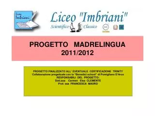 progetto madrelingua 2011 2012